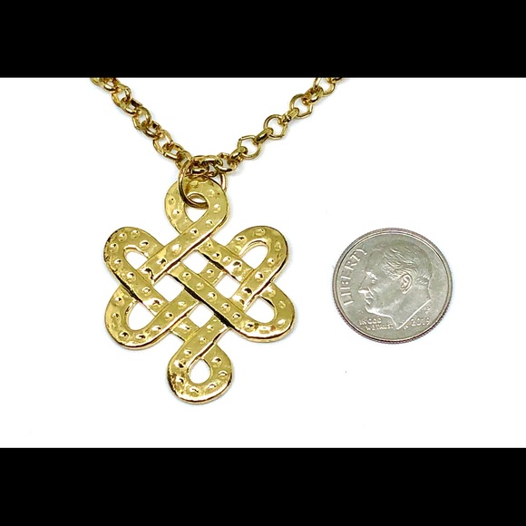 Celtic Knot Knotwork Textured Gold Tone Necklace - Picture 3 of 3